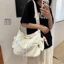 حقيبة نسائية كتان ابيض