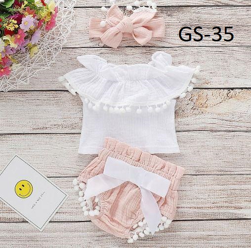 [GS-35] سيت بناتي شيرت مع شورت و باند
