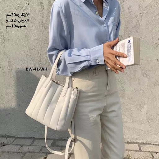 [WB-41-WH] حقيبة نسائية جلد ابيض