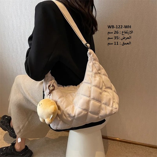 [WB-122-WH] حقيبة نسائية قماش سميك ابيض