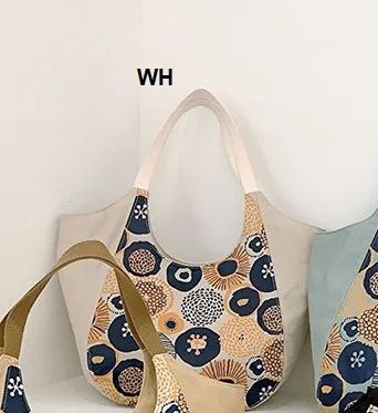 [WB-170-WH] حقيبة نسائية كتان ابيض