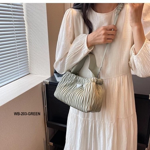 [WB-203-GREEN] حقيبة نسائية جلد زيتوني